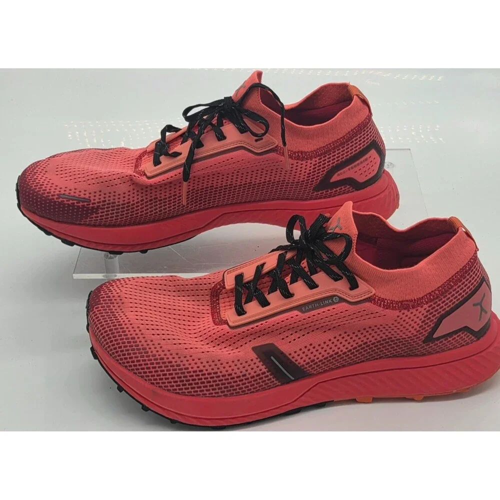 Flux Adapt Trail Runner Mens 12.5 Coral Red Earth-Link Zero Drop Barefoot Shoes